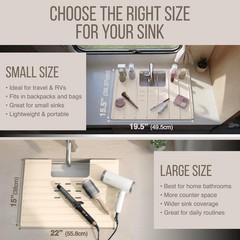 Maplefield Bathroom Sink Cover for Counter Space, Heat Resistant Large, Beige