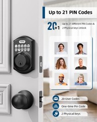 Keyless Entry Door Lock Set Keypad Deadbolt Auto Lock Handle durable Matte Black