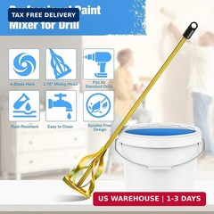 2-Pack Paint Mixer for Drill, Upgraded 4-Blade 2.76″ Helix Mixing Paddle Rust-Pr