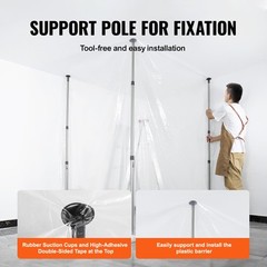 VEVOR Dust Barrier Poles 10 Ft Dust Barrier System with Four Telescoping Poles
