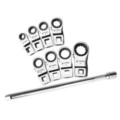 K Tool International Ratcheting Crowfoot Set SAE 9 Piece 3/8 Inch Drive 72 Toot