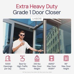 Lawrence Extra Heavy Duty Door Closer Commercial Grade 1 – Adjustable 6-Speed