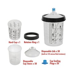50 Pack 27 OZ Disposable Paint Spray Gun Cup Kit With Liners &Sealing Plugs
