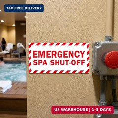 Tallew 10 Pack Emergency Spa Shut-Off Labels Bulk – 2.5″ x 5″ Red Safety Sign Ad