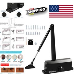 Automatic Hydraulic Door Closer Size 3 Black for Residential and Commercial Use