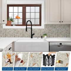 OYASIMI 10 Sheets Sandstone Beige Hexagon Peel and Stick Backsplash for Kitchen