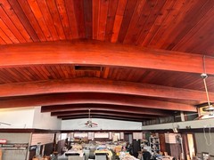PRE 1960 CALIFORNIA 40′ ARCH DOUGLASFIR BEAMS, RED CEDAR AND REDWOOD -LARGE LOT