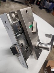 BEST 45H7AT15M630BVIT mortise lockset w/ indicator and rim cylinder. F04
