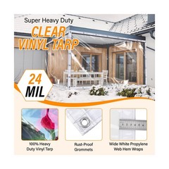 24 Mil Clear Tarps Heavy Duty Waterproof,Clear Tarp 8×10 FT,Tear-Resistant,An…