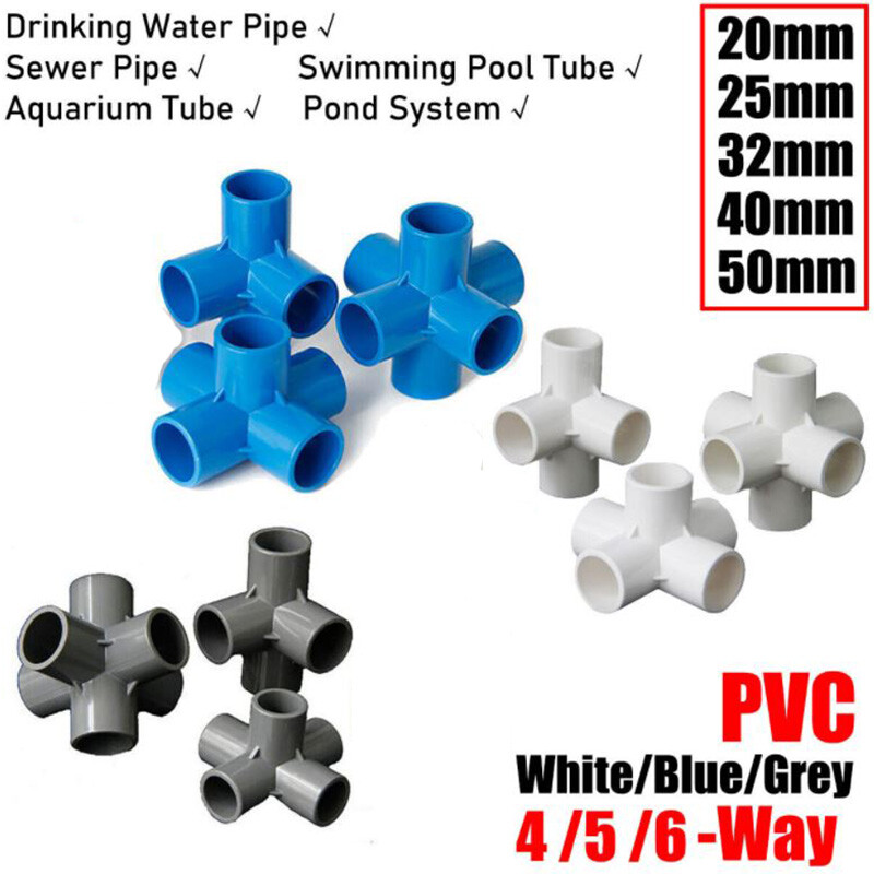 PVC 4/5/6-Way Equal Water Supply Pipe Fittings Adapter Connector ID 20mm-50mm
