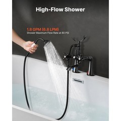 Deck Mount Clawfoot Tub Faucet with Handheld Shower, Oil – Rubbed Bronze, 360°