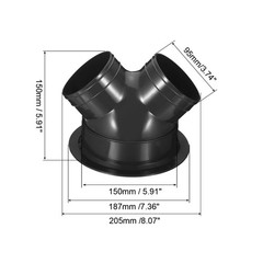3 Ways Duct Splitter 4″x4″x6″ Y Reducer Exhaust Pipe Adapter Flange Black