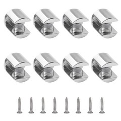 Glass Shelf Bracket, 8Pcs Wall Mounted Adjustable Glass Shelf Clamp Clips Pol…