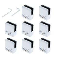 8Pcs Glass Clamps with 2pcs Hex Screwdriver White 304 Stainless Steel 48x42x24mm