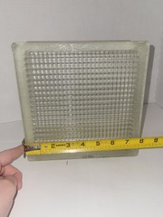 RETIRED GLASS BLOCK, Came Out Of USA Home, Lined, 7.75×7.75×3 7/8 In