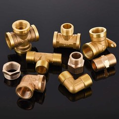 Brass Threaded Fitting Pipe Socket Tee Elbow Plug Adaptor Male Female Connector