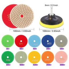 4″ Diamond Wet Polishing Pads Kit for Stone Concrete Marble Quartz Granite Glass