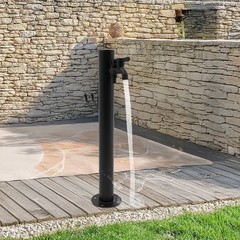 2-Outlets Water Column Faucet Floor Mount Column Outdoor Faucet Garden Faucet