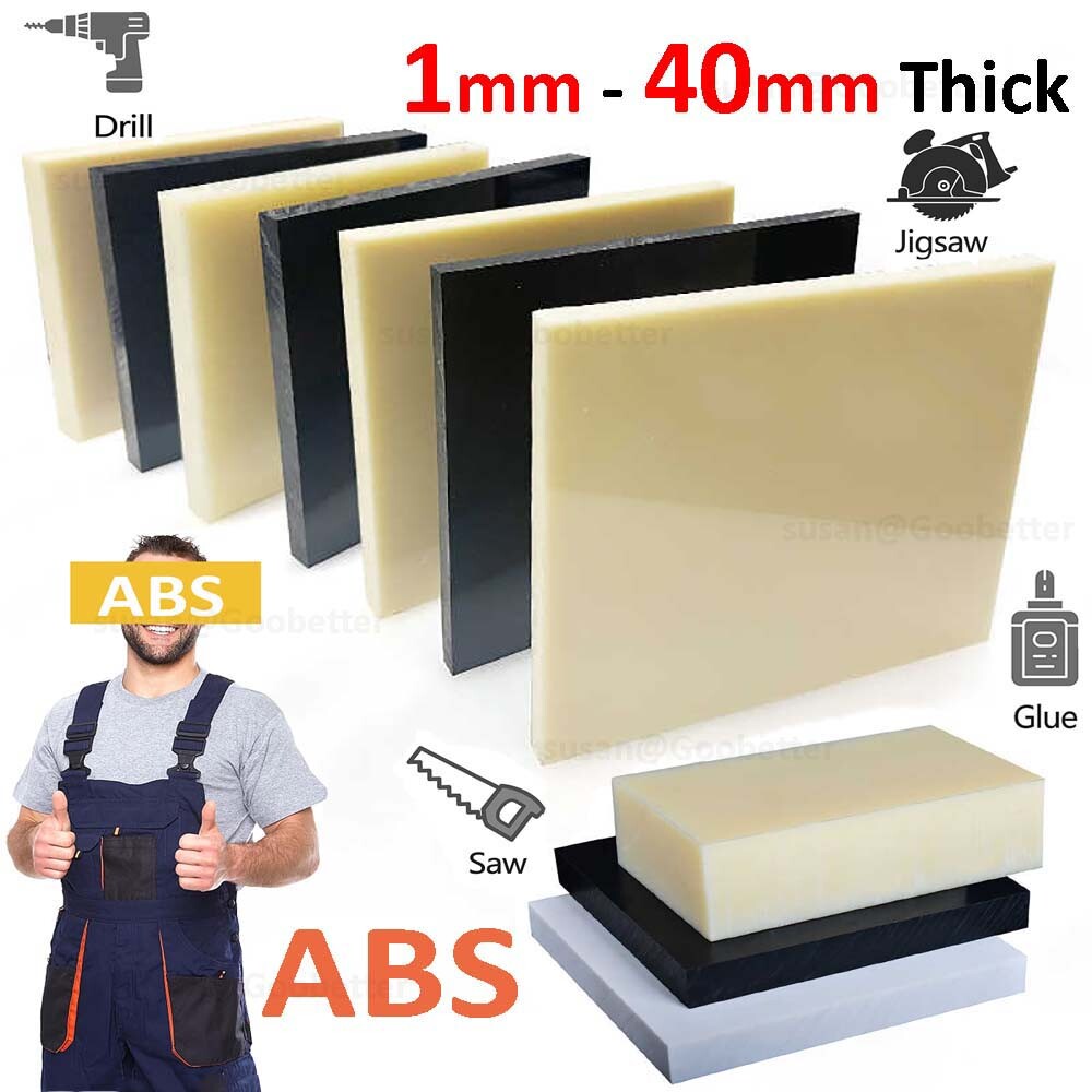 ABS Flat Black White Engineering Plastic Sheet 1mm – 40mm Thick Various Lengths