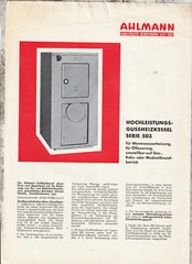 Ahlmann Carlshütte KG Rendsburg * Prospekt Flyer Gussheizkessel * 1965