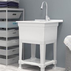 UTILITYSINKS Plastic 24″ Freestanding Workshop Utility Sink, White(For Parts)