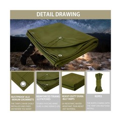 FoundGo Canvas Tarp 12x45ft Heavy Duty Waterresistant Tarps with Grommets, UV…