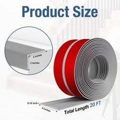 Hamminy Stair Edge Trim Self Adhesive Vinyl Stair Nosing Molding Trim Non-Slip