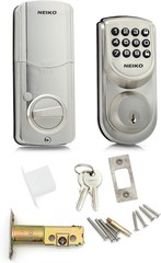 Neiko 52909A Keyless Electronic Deadbolt, 2 Keys Included – Brushed Silver