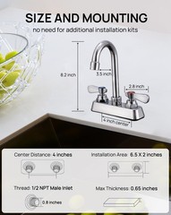All Metal Deck Mount Faucet 4″ Center with 3-1/2″ Gooseneck Swivel Spout