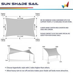 Windscreen4less 8′ x 12′ Sun Shade Sail Rectangle Outdoor Canopy Cover UV Blo…