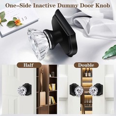 2 Pack Glass Dummy Door Knobs, Antique Inactive Crystal Half-Dummy Door Knobs…