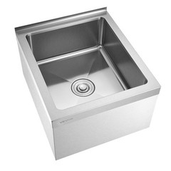 Stainless Steel Floor Mop Sink, 22 x 19 x 12 in, 304 Stainless Steel, with Backs