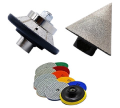 stone Countertop Kit E20 Bullnose Router Bit Chamfer Tool Diamond Polishing Pads
