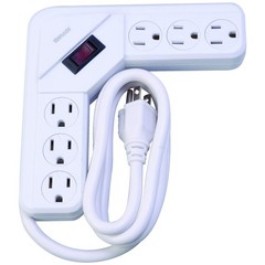 Woods 41378 L-Shaped Power Strip with 6 Outlets; Overload Safety Feature; 4 F…