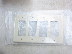 Leviton PJ264-T 4-Gang Light Almond Decora/GFCI Midway Wall Plate, New