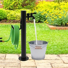 2-Outlets Water Column Faucet Floor Mount Column Outdoor Faucet Garden Faucet