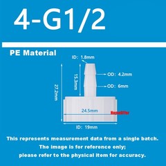 PE/PP Plastic Female Reducer Joiner Straight Barb Hose Pipe Connectors Air Water