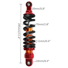 4 Pack 295mm CNC Aluminum Rear Shock Absorber Adjustable 980lbs Pit Bike ATV