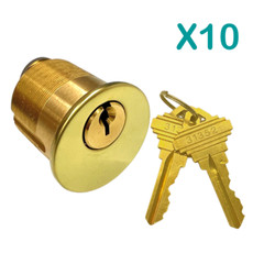 10PCS Mortise Lock Keyed Different SC1 Cylinders Adams Rite Type For Door Brass