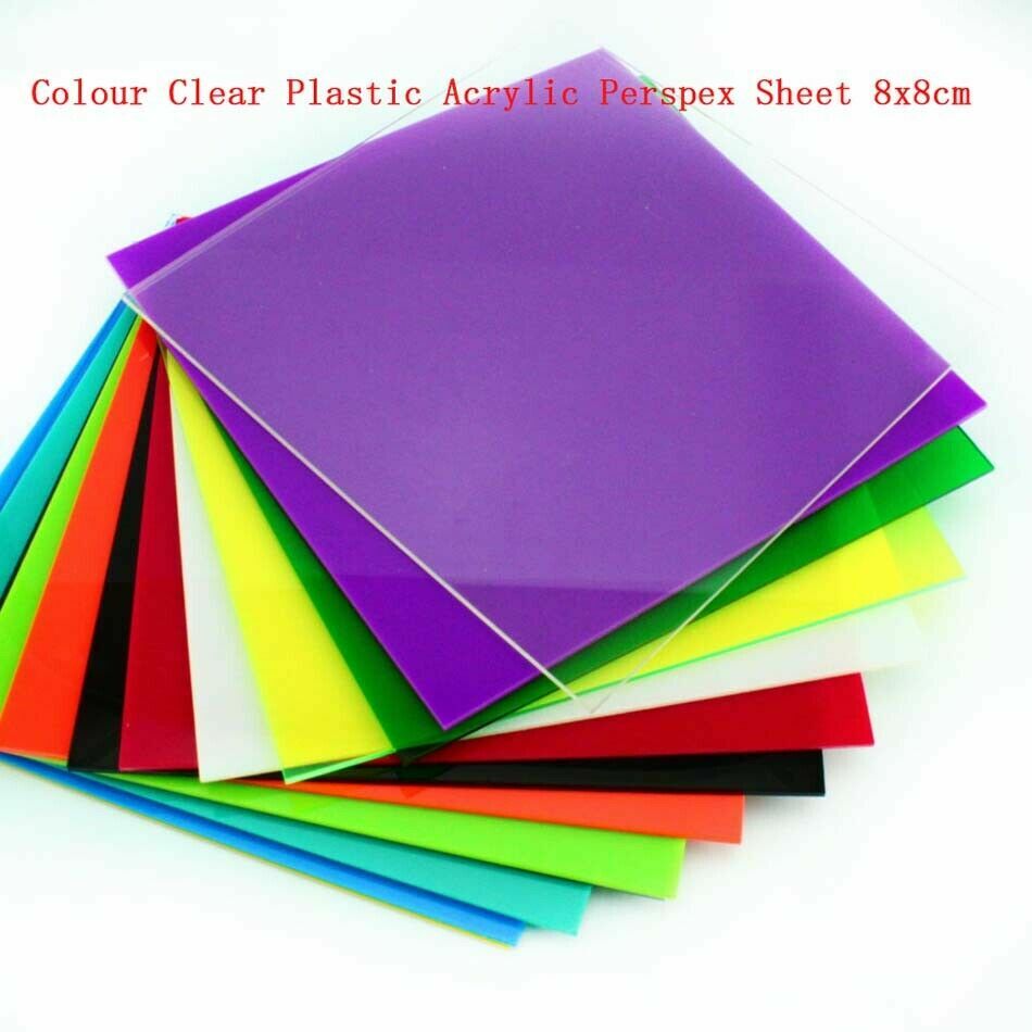 1pcs Colorful Plastic Perspex Acrylic Sheet 8x8cm Thickness 2.3mm