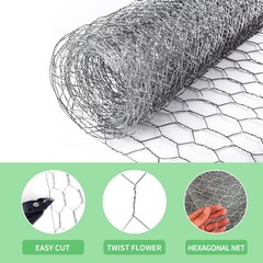 Chicken Wire 13.7 in x 236 Poultry Netting 13.7″x236″+0Ties, Silver
