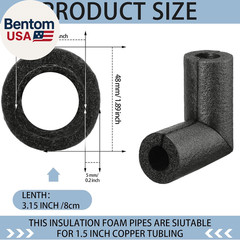 24 Pack Elbow Pipe Insulation Foam Tube Outdoor Wrap Black Pipe Covers Elbow Ins