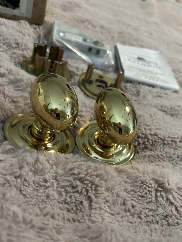 Baldwin 5425-030 PASS Egg Knob Oval Latch Set High Polish Brass New OS Box R$285