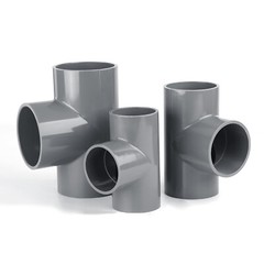 PVC Metric Plumbing Fittings Pipe For Aquarium Fish Tank Pond Solvent Weld Grey