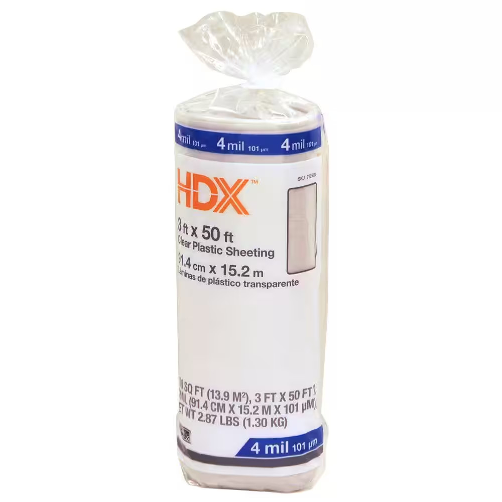 3 Ft. X 50 Ft. Clear 4 Mil Plastic Sheeting