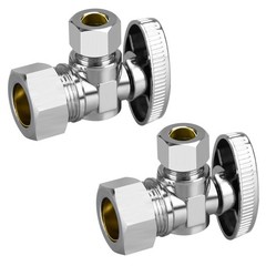 Stop Valves, 2 Pack 1/2″ × 3/8″ Angle 2 Nominal Valve, Silver
