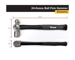 Titan 63016 24oz Ball Pein Hammer, Forged Steel Head, 13.5″ Sho… FAST USA SHIP