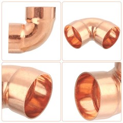 8 Pcs 0.63 Inch 90 Degree Copper Pipe Fitting with Sweat Solder, 1.14×1.14inch