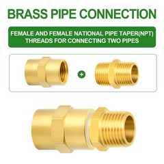 TAISHER 8PCS Brass Pipe Fitting, Coupling, 1/2-Inch Female 1/2″ NPT, Yellow