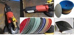 Wet Polisher Kit Granite Marble Concrete Diamond Pads Flat & Curved Set